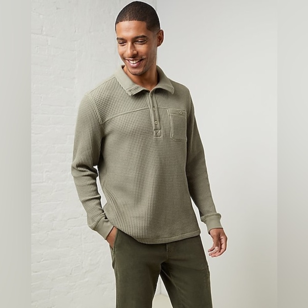 UpWest UpWest Cozy Up Mock Neck Waffle Henley R131-37